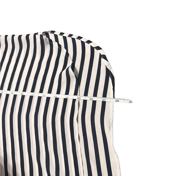 Loft Size Small Navy and White Stripe Lightweight Blouse Roll Tab Sleeve - Picture 3 of 6
